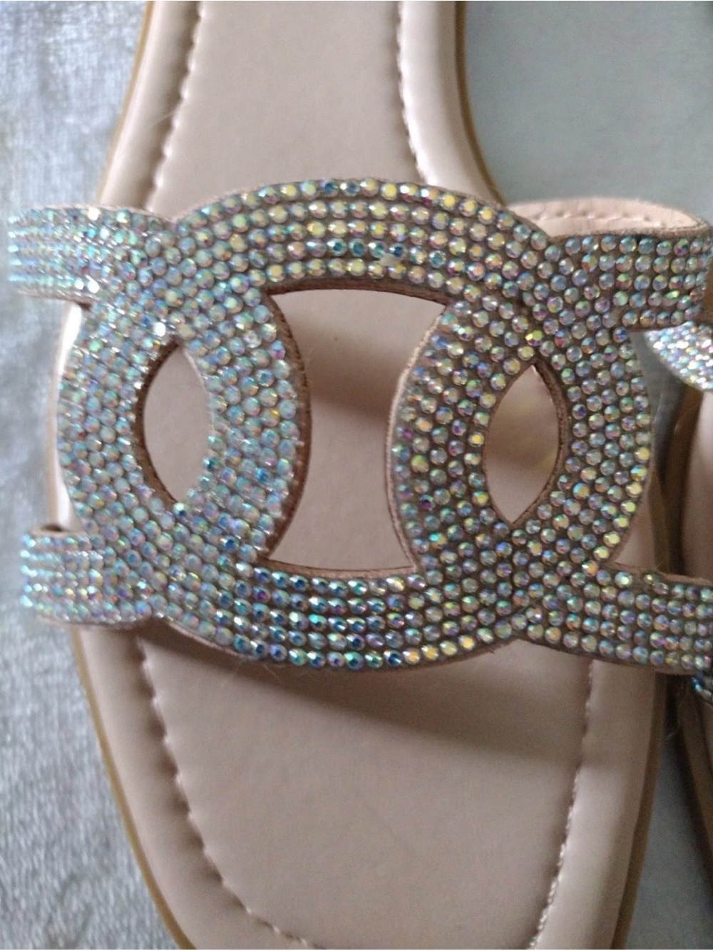 Rouge Helium Nude Pink Crystal-Embellished Slide Sandals NWOT - Picture 3 of 8